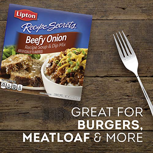 Lipton Recipe Secrets Soup and Dip Mix For a Delicious Meal Beefy Onion Flavor Great With Your Favorite Recipes 2.2 oz 2 Count