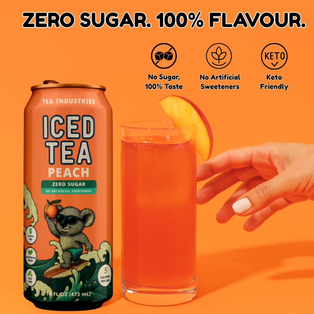 Green Tea with Peach Iced Tea - Sugar Free  Low Calorie Antioxidant Drink  Fruity Flavor  16oz Cans (12-Pack)