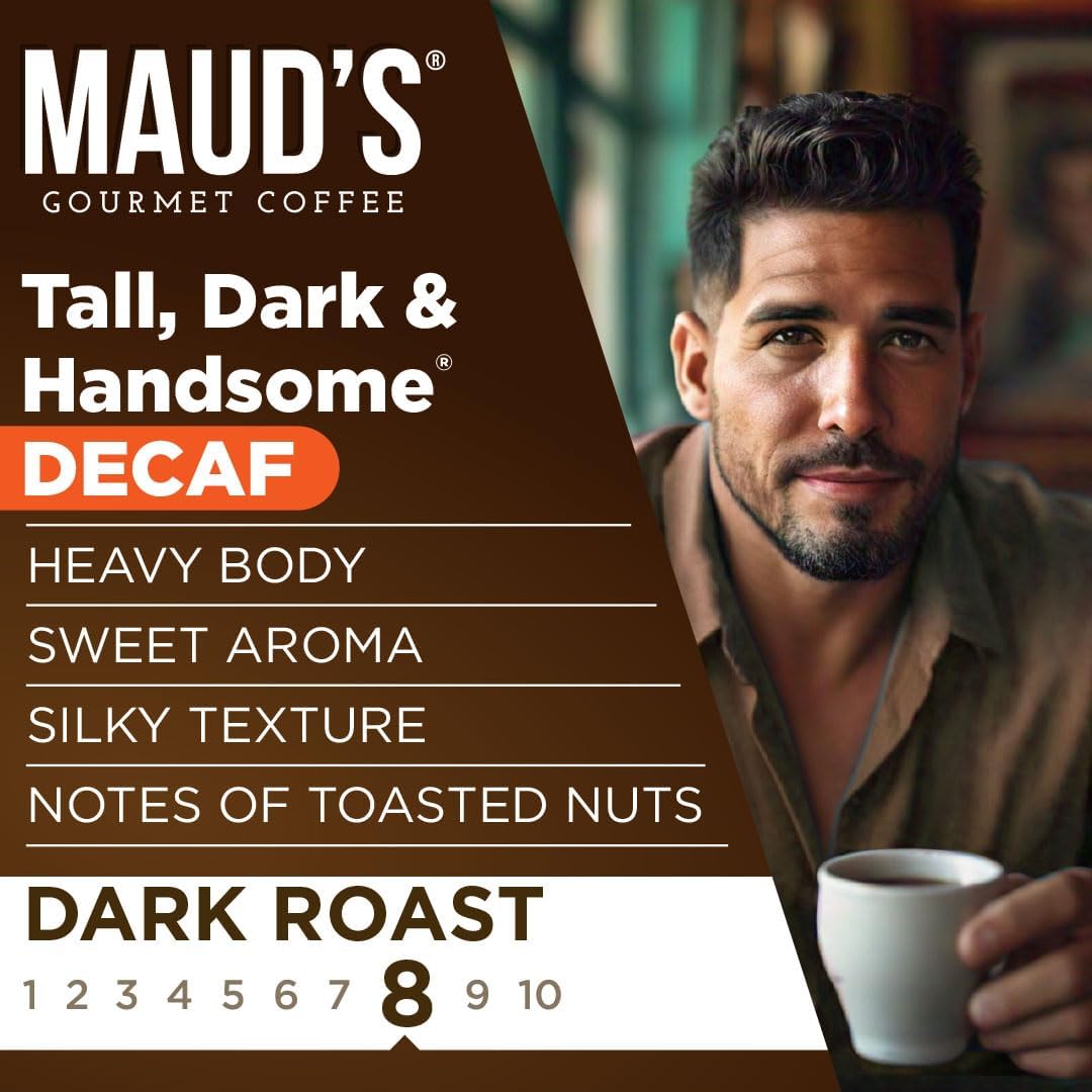 Mauds Decaf Dark Roast Coffee Pods  50ct  Decaffeinated Coffee in Recyclable Single Serve Pods - 100% Arabica Coffee  Compatible with Keurig K Cups Maker