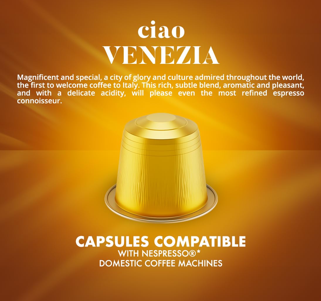 Caffè Borbone Ciao Venezia Aluminum Capsules Compatible With Nespresso Original Machines, Medium Roast, 100 Count
