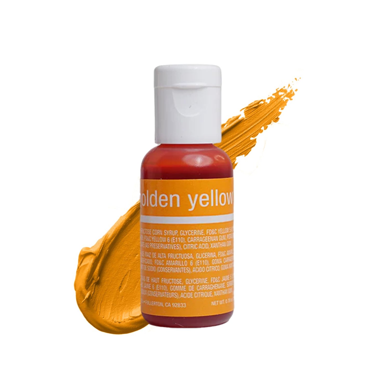 Chefmaster Golden Yellow Liqua-Gel® Food Coloring | Vibrant Color | Professional-Grade Dye For Icing, Frosting, Fondant | Baking & Decorating | Fade-Resistant | Easy-To-Use | Made In Usa | 0.70 Oz