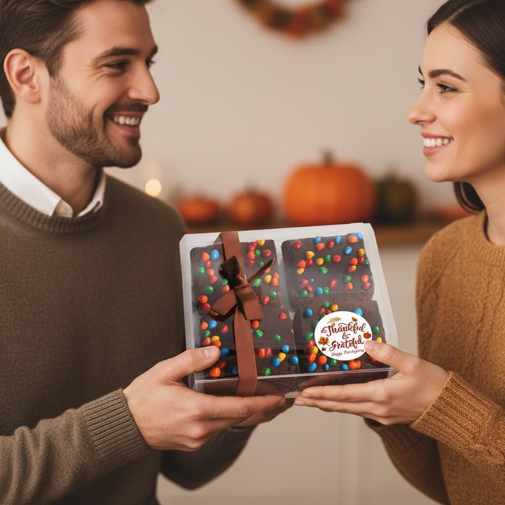 Happy Thanksgiving Cookies Brownies Gift Basket Chocolate Cake Food For Men Women Package | Nut Free