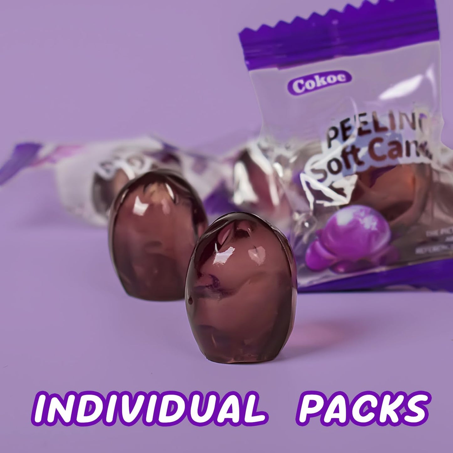 Cokoc Peelable Gummies Grape,Peeling Gummies Grape Candy,Individual Packaging 2.64Oz Bag Fruit Peelable Candy(Pack Of 3)
