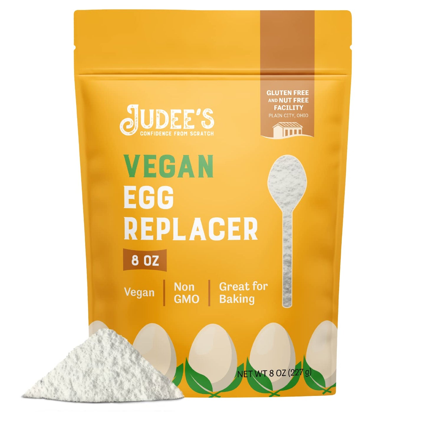 Judees Gluten Free Egg Replacer Powder - Egg Replacer for Baking & Vegan-Friendly - Non-GMO & Preservative-Free Keto-Friendly Formula - Vegan Baking Supplies - 8 Ounce