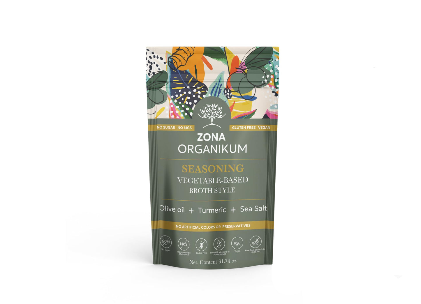 ZONA ORGANIKUM Vegan Vegetable Broth Seasoning Powder 31.74 oz, No MSG, No Artificial Colors or Preservatives, Gluten Free, Suga