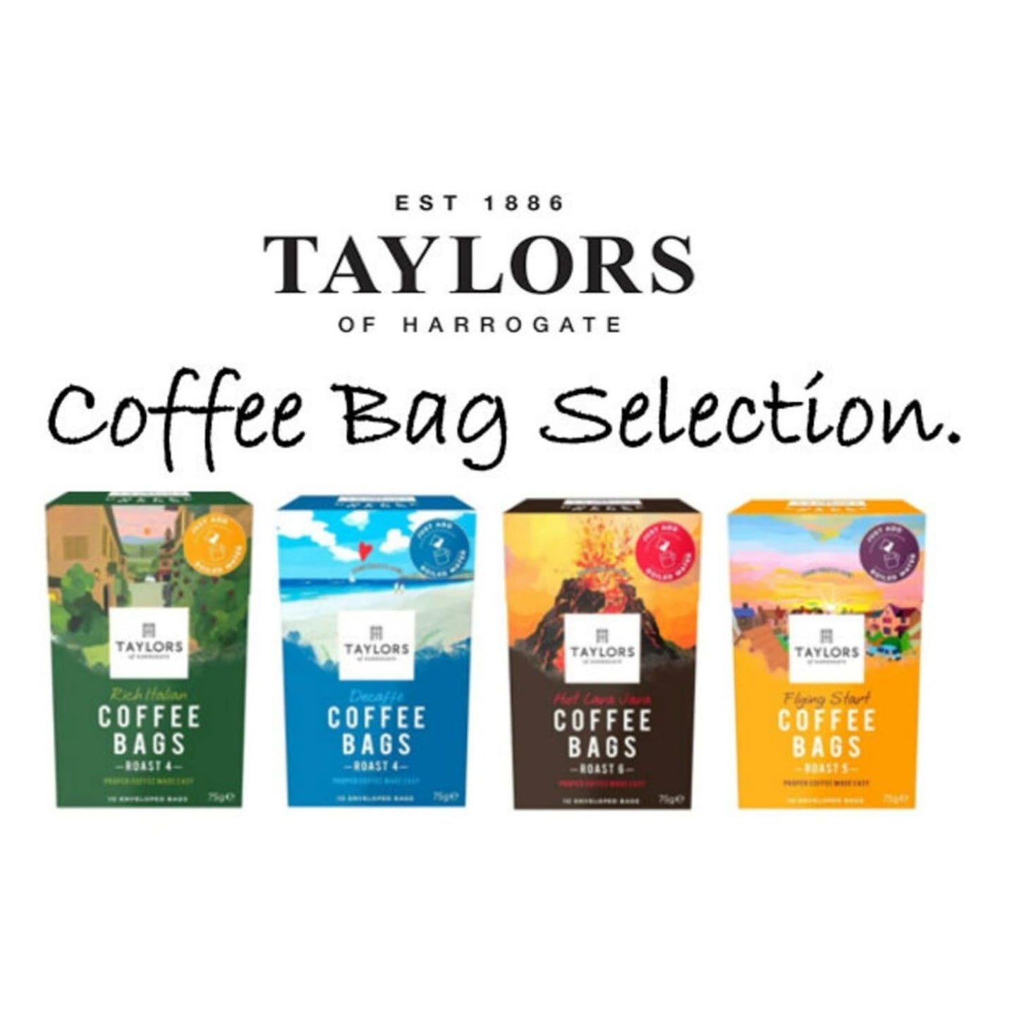 Taylors Of Harrogate Decaffe Coffee Bags - 10 Enveloped Bags (Pack Of 3, Total Of 30 Coffee Bags)