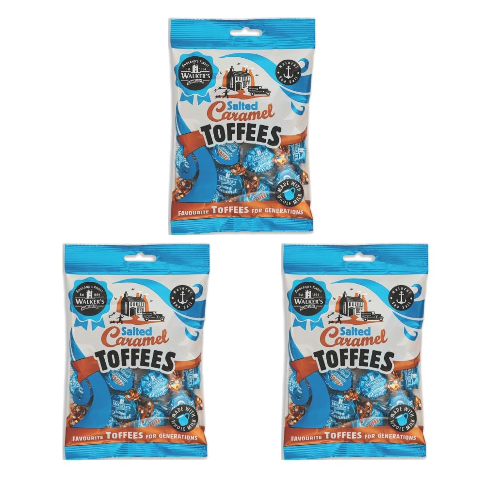 Walkers Nonsuch Salted Caramel Toffees - Traditional British Candy, Individually Wrapped, 5.29 Oz (Pack of 3)