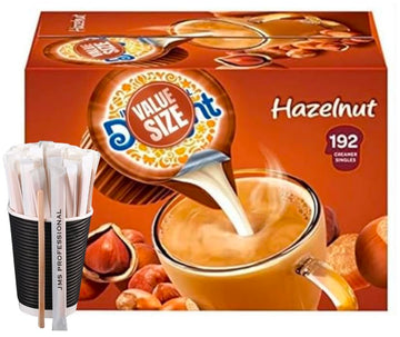 Coffee Creamer Single Hazelnut (192 ct.), as a gift 20 Pcs Paper Wrapped Wood Coffee Stirrers By JMSPROFESSIONAL.