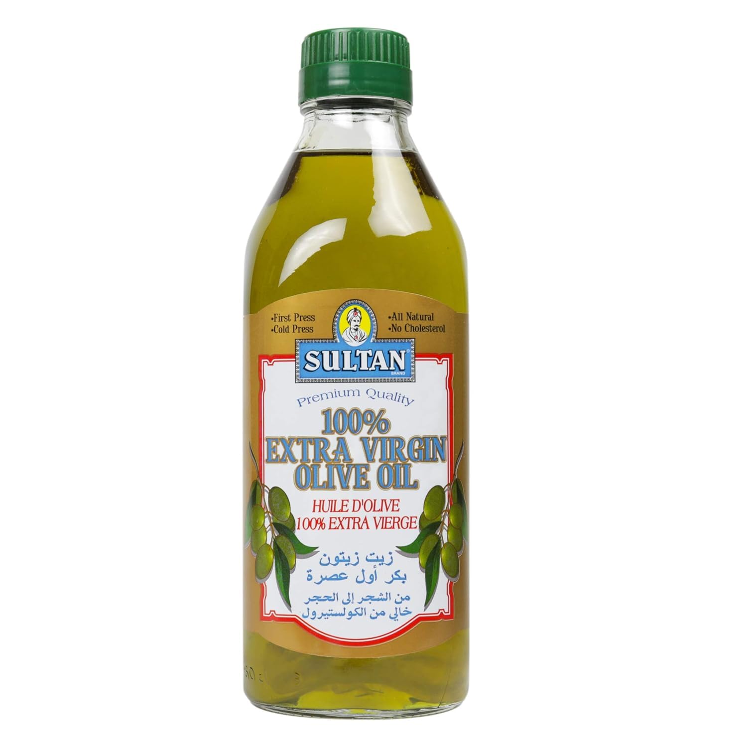 Sultan Extra Virgin Olive Oil – First Cold-Pressed, Rich Fruity Flavor – 1/2 Liter (16 fl. oz.) – Ideal for Salads and Sautéing