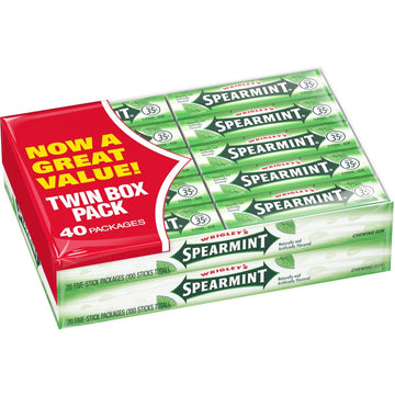 Wrigley'S Gum, Spearmint, 5 Count (Pack Of 40)