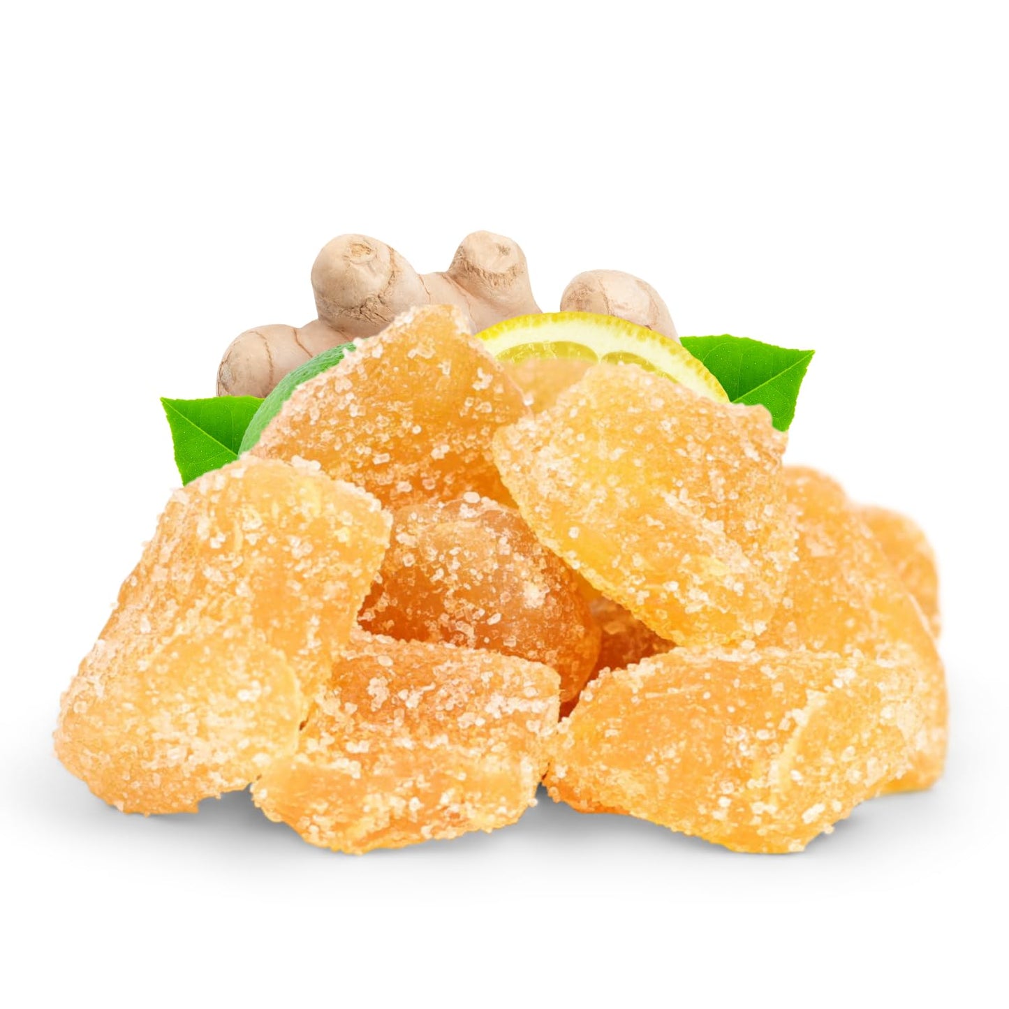 Crystallized Ginger Chunks By It'S Delish, 2.5 Lb Jumbo Reusable Container | Candied Dried Ginger Fruit Chews Natural Candy, Gin