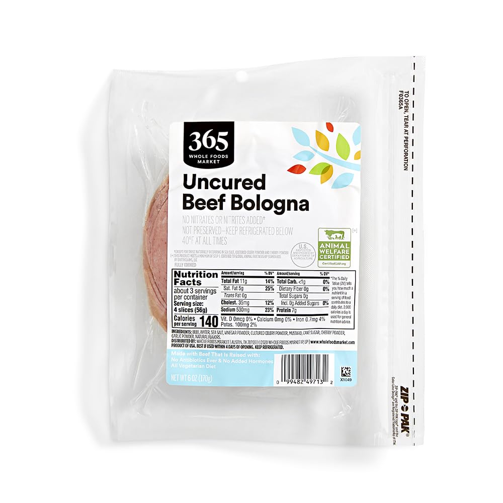 365 By Whole Foods Market, Beef Bologna, Sliced, 6 Ounce