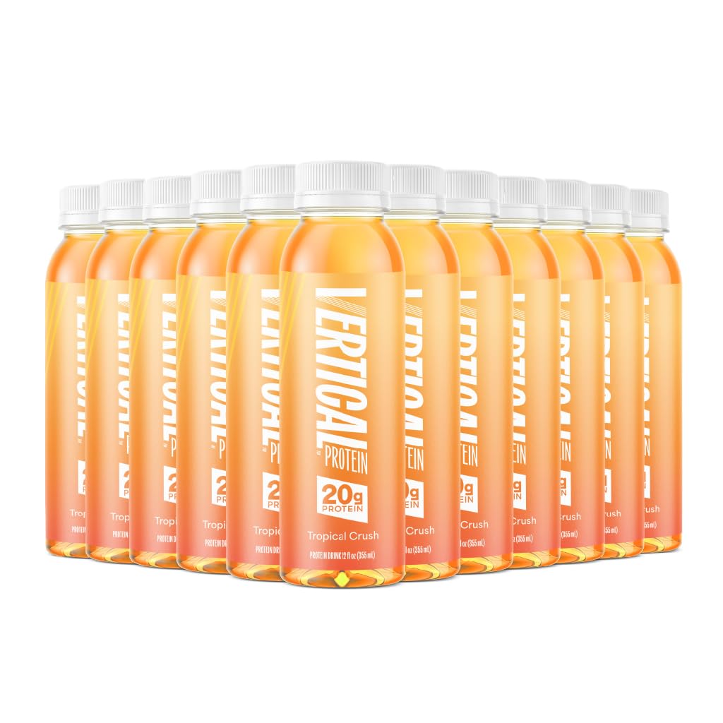 Vertical Protein Tropical Crush Ready To Drink Pack Of 12  Protein Water Drinks W/ 20G Of Whey Isolate  Clear Nutritional Drinks