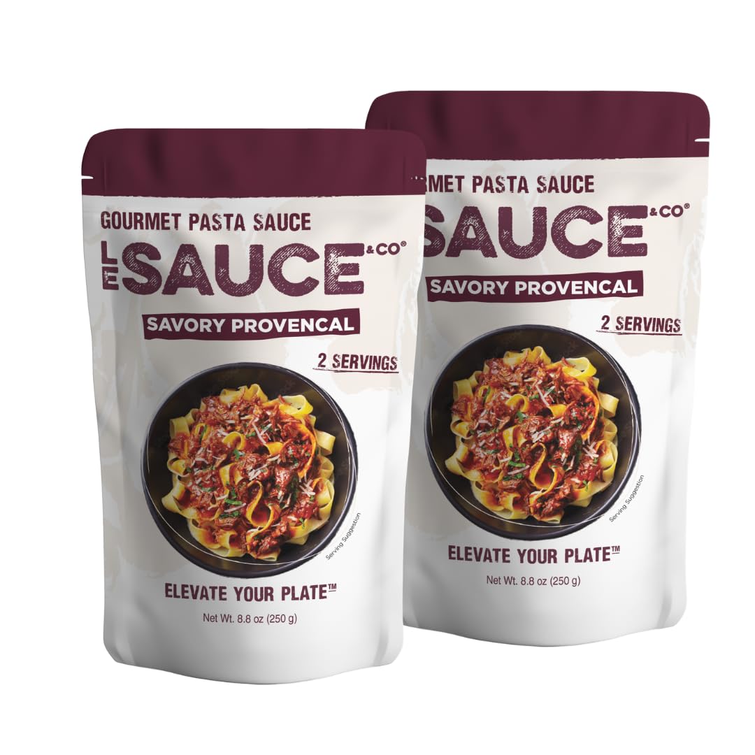 Le Sauce & Co. Gourmet Pasta Sauce, Savory Provencal, 2-Pack, All Natural, Imported San Marzano Tomatoes, 2 Servings