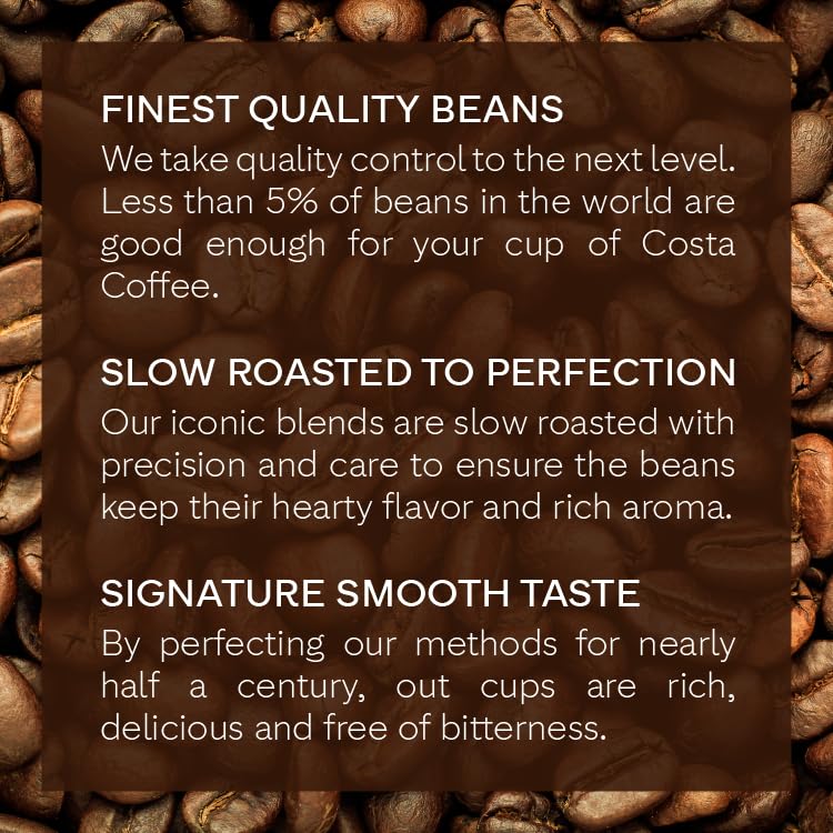 Costa Coffee Ground Coffee, Signature Blend Medium Roast, 12Oz Each, Rainforest Alliance Certified