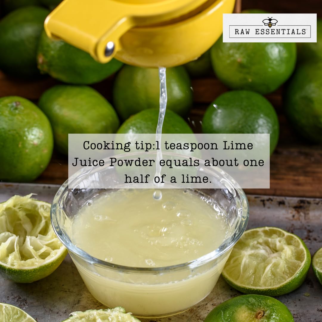Raw Essentials Lime Powder - Tart & Tangy - Ideal For Cooking, Baking, Seasoning, Beverages, And More! - Gluten Free & Vegan - 8