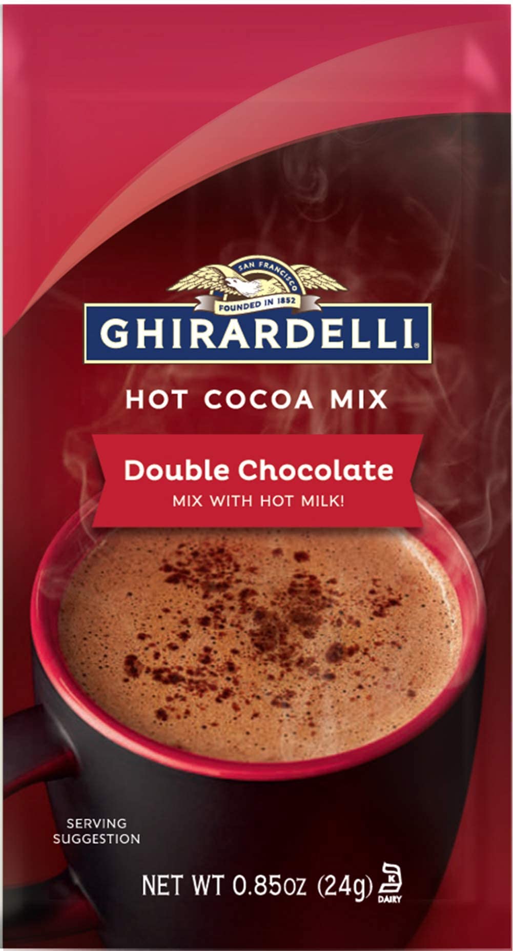 Ghirardelli Hot Cocoa Mix, Double Chocolate, 0.85 Ounce Packets, Pack of 10, Rich Brown