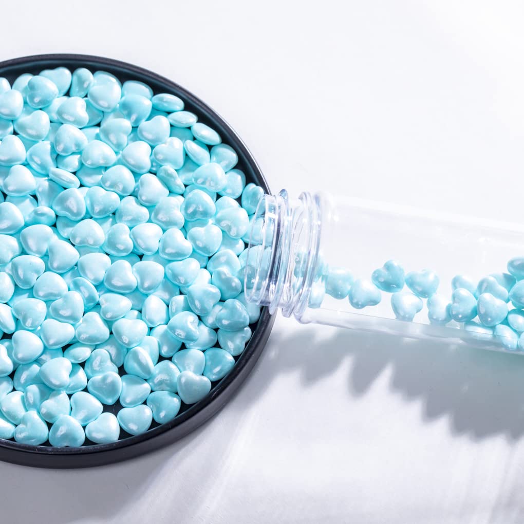 Christmas Blue Sprinkles Heart Cake Sprinkles130G 4.6Oz,Cookie Sprinkles,Sugar Pearl, Edible Candy Pearls For Cake Cupcake Decor