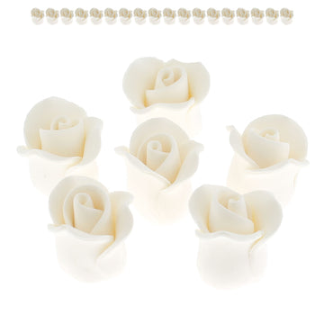 Global Sugar Art Edible Rose Sugar Cake Flowers, White Unwired, Very Small, 18 Count By Chef Alan Tetreault