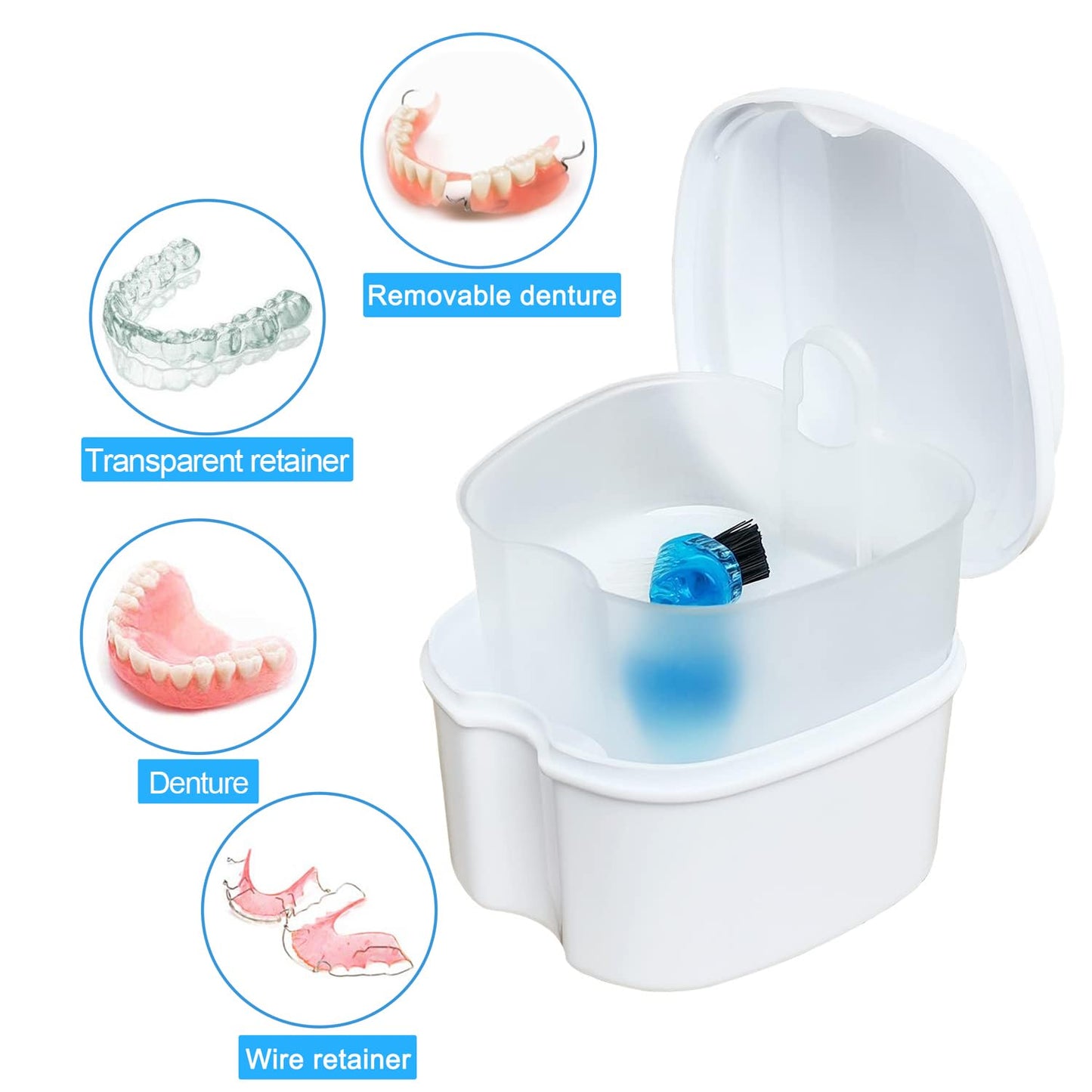 Keedolla 2 Pack Denture Bath Case Partial Denture Cup Retainer Cleaning Container, Denture Wash Container Retainer Bath Box Cup