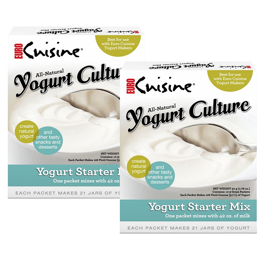 Euro Cuisine Yogurt Culture Starter for Homemade Yogurt, Dairy Free & Whole Milk, 2 Pack, Model S-PL-9234