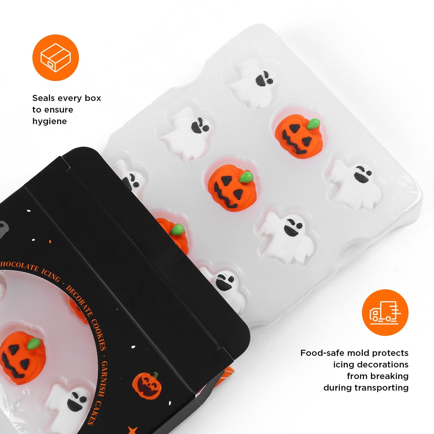 Milovin Edible Halloween Cake Decorations, Pumpkin Cupcake Toppers, 4.3x2.36 inches, Halloween Color