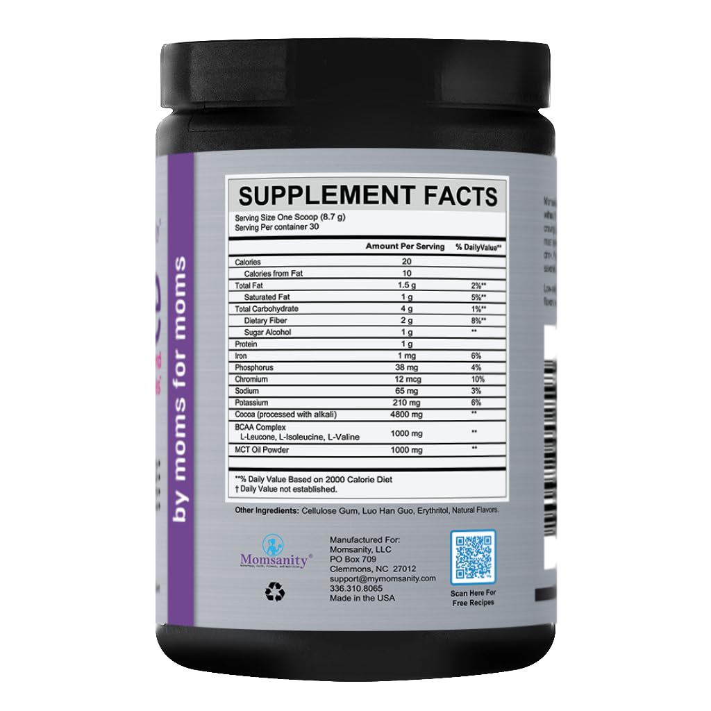 Momsanity Crave Chocolate Powder, Low Calorie & Low Carb, 30 Servings, Cocoa Blend