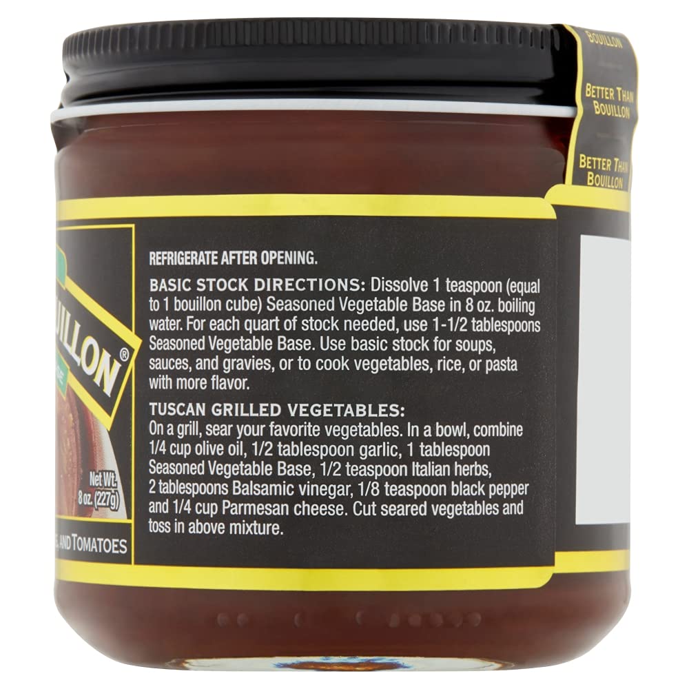 Better Than Bouillon Premium Vegetable Base, Blendable Flavor, 8 Ounce Jar, 38 Servings, Model 600071