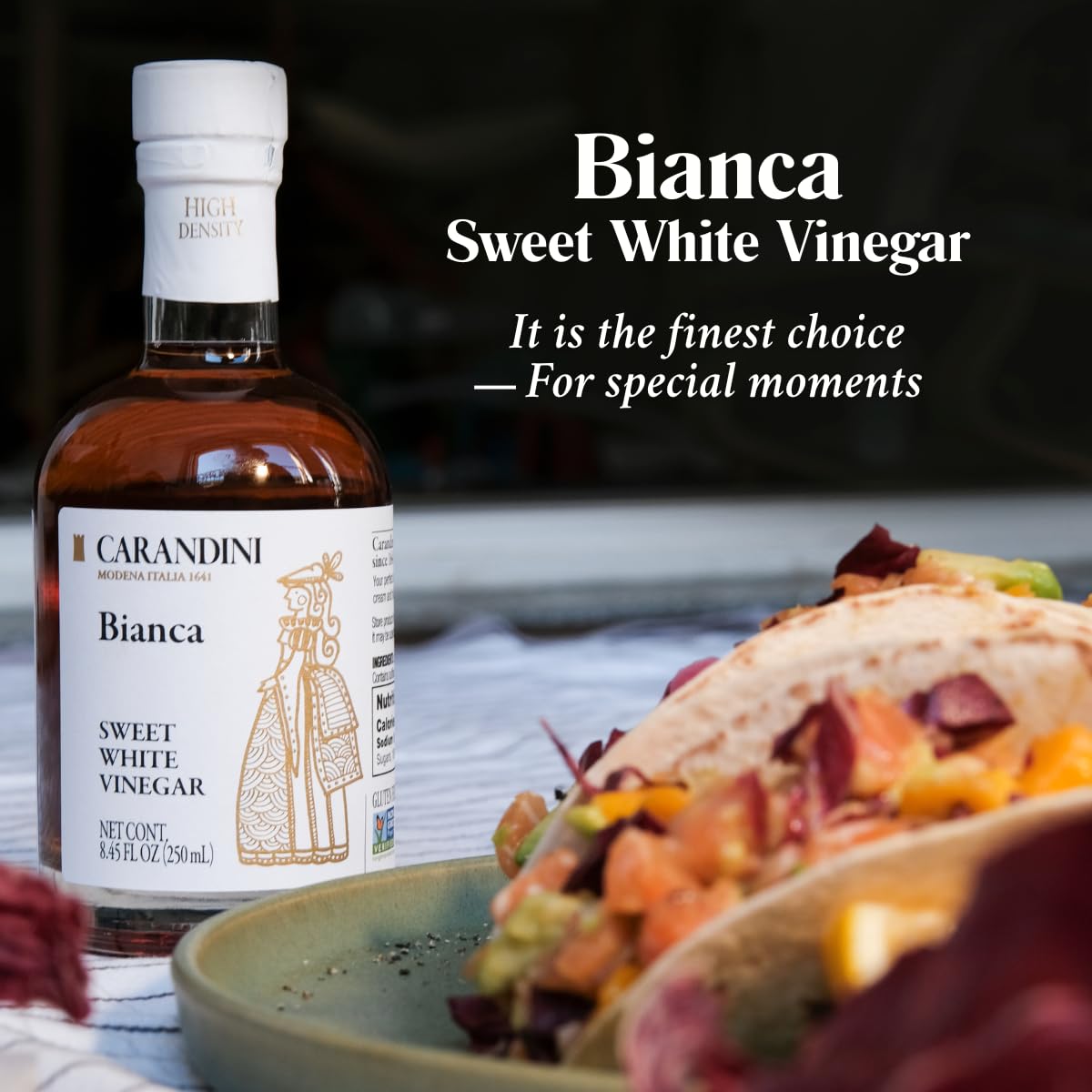Carandini Bianca Sweet White Vinegar - Italian Balsamic-Style, 8.45 fl oz (Pack of 2)
