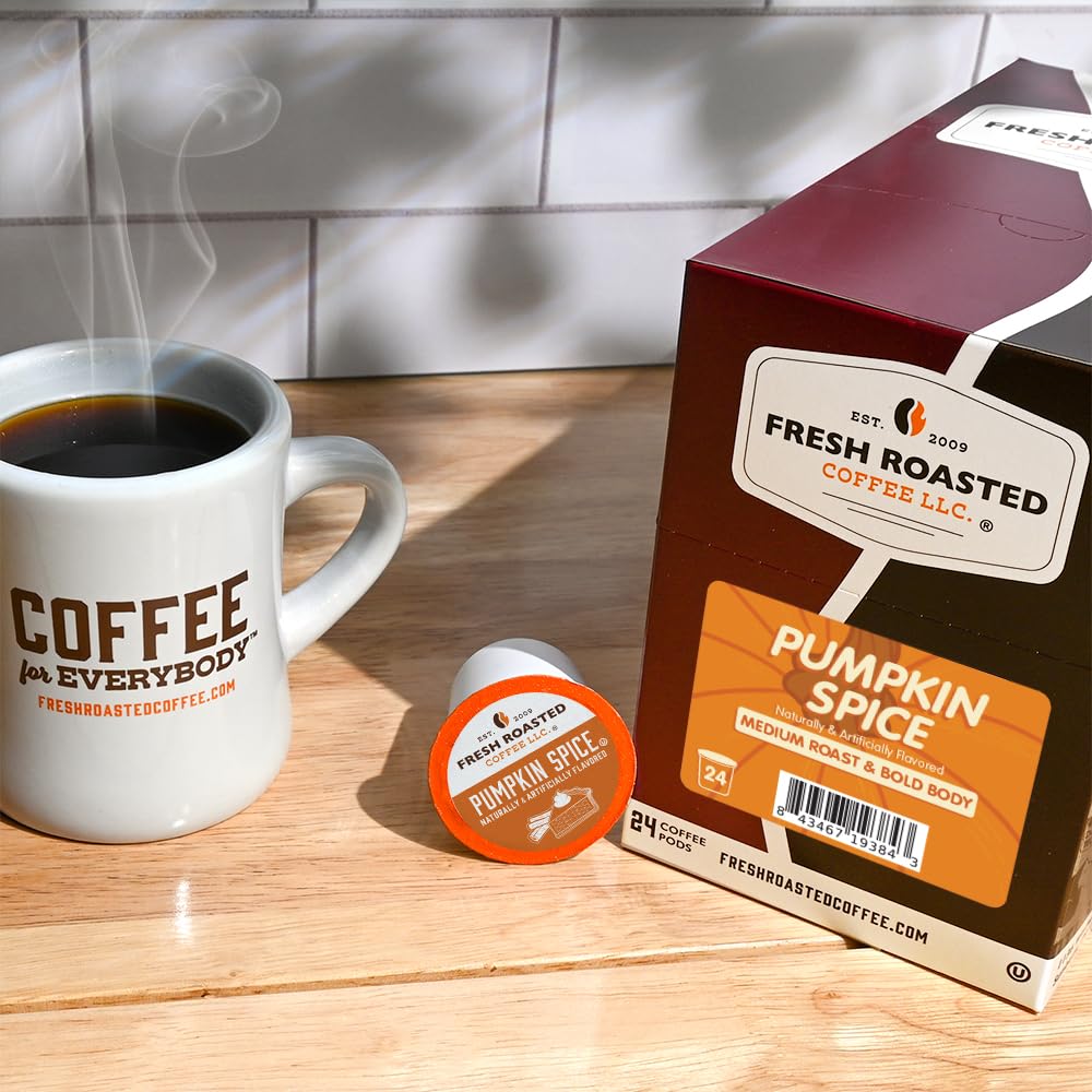 Fresh Roasted Coffee Pumpkin Spice Flavored K-Cup Compatible Coffee Pods 24 Count