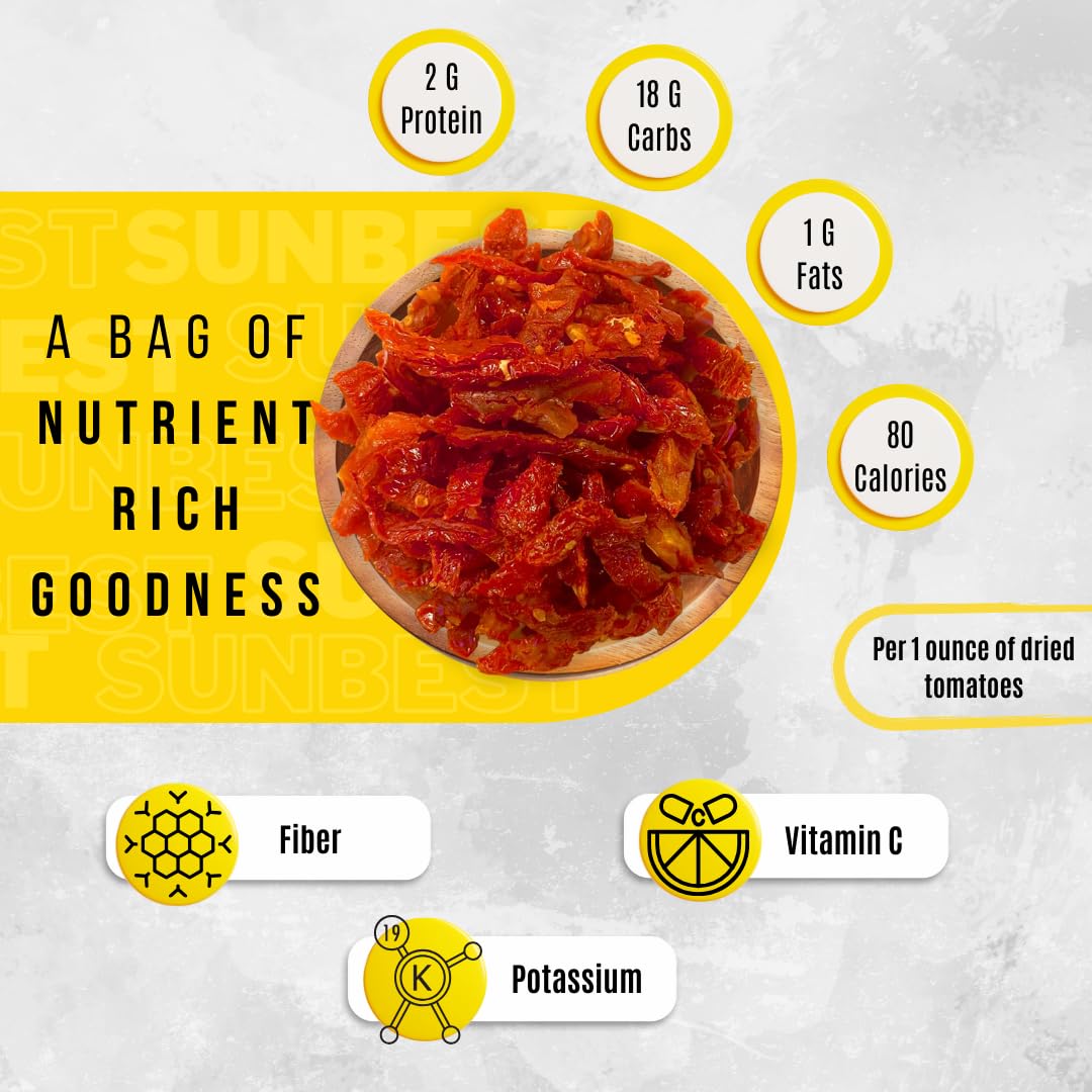 SUNBEST NATURAL Sun-Dried Tomatoes, Julienned, Vegan, Kosher, Non-GMO, 5 lbs, Moist & Ready to Eat, Resealable Bag