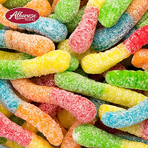 Albanese Sour Mini Neon Gummi Worms, 4.5lbs, Blue/Orange, Model 50124