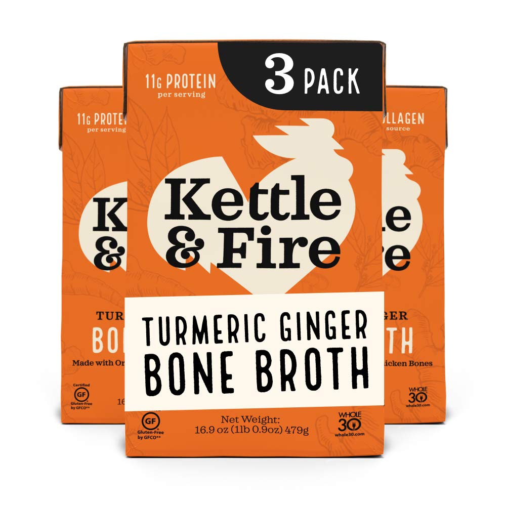 Kettle & Fire Chicken Bone Broth, Keto & Paleo, Gluten Free, High Protein, 16.9 Fl Oz (Pack of 3)