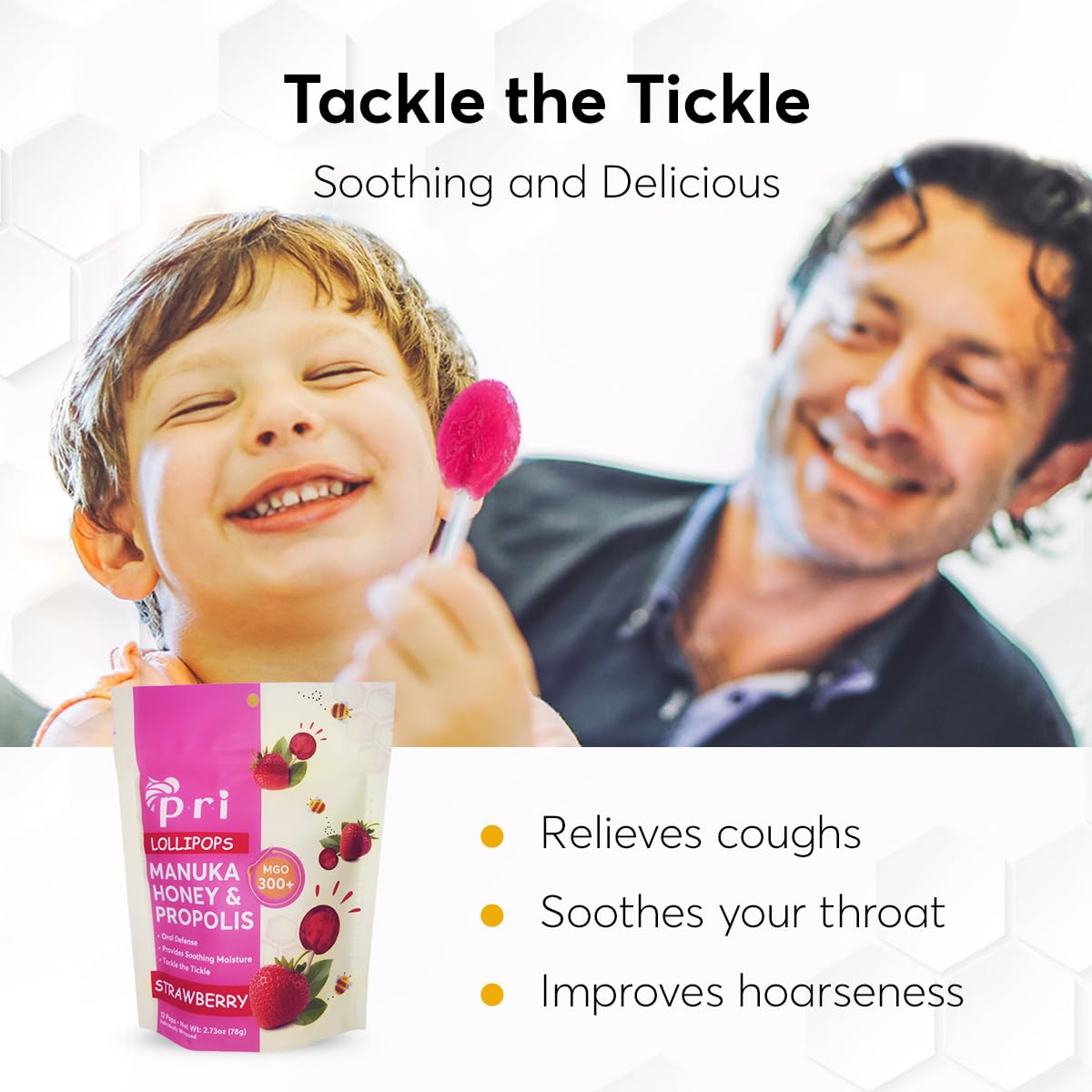 P.R.I Manuka Honey Lollipops, Strawberry Flavor, Certified MGO 300+, 24 Lollipops, 5.46oz