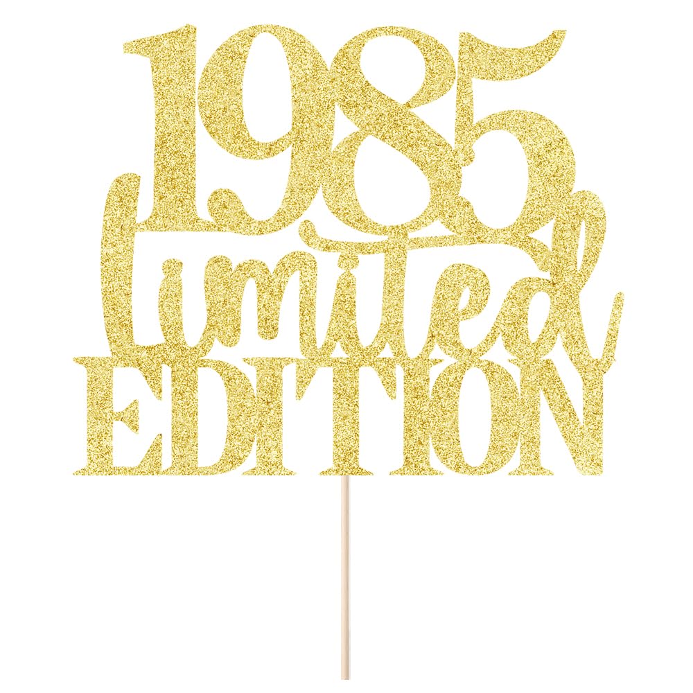 Yetxel 1985 Cake Topper, Handmade Golden Glitter Decoration for 40th Birthday, Suitable for Men and Women