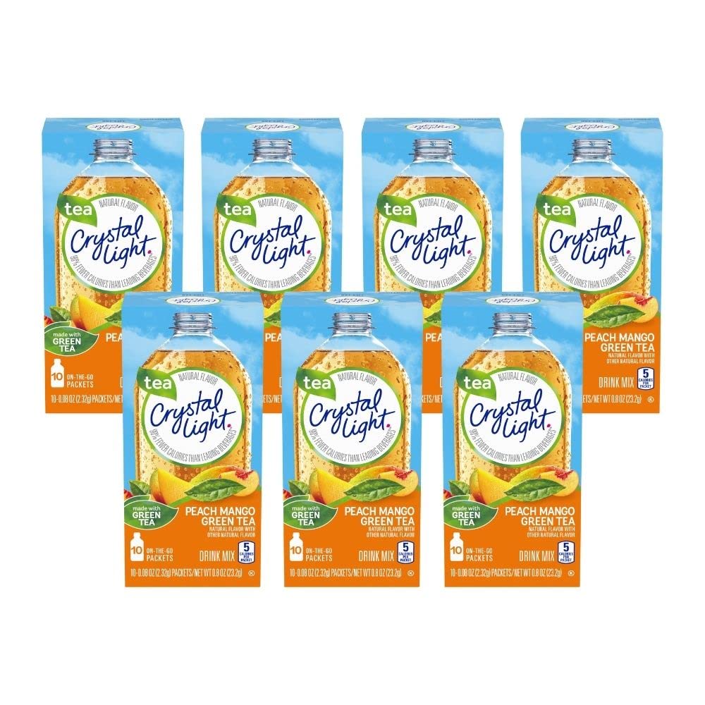 Crystal Light On The Go Peach Mango Green Tea Drink Mix, 10-Packet Box (Pack of 7)
