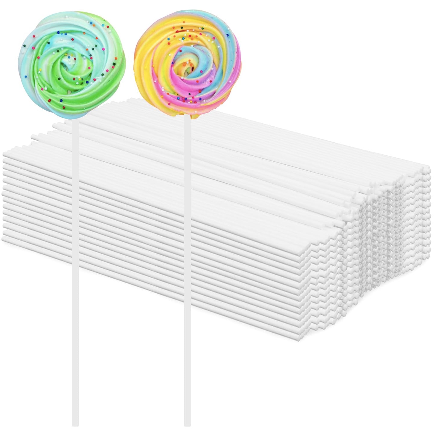 Coobbar Lollipop Sticks, 500 Pieces, 11.8 Inch White Paper Treat Sticks for Cake Toppers and Candy Pops