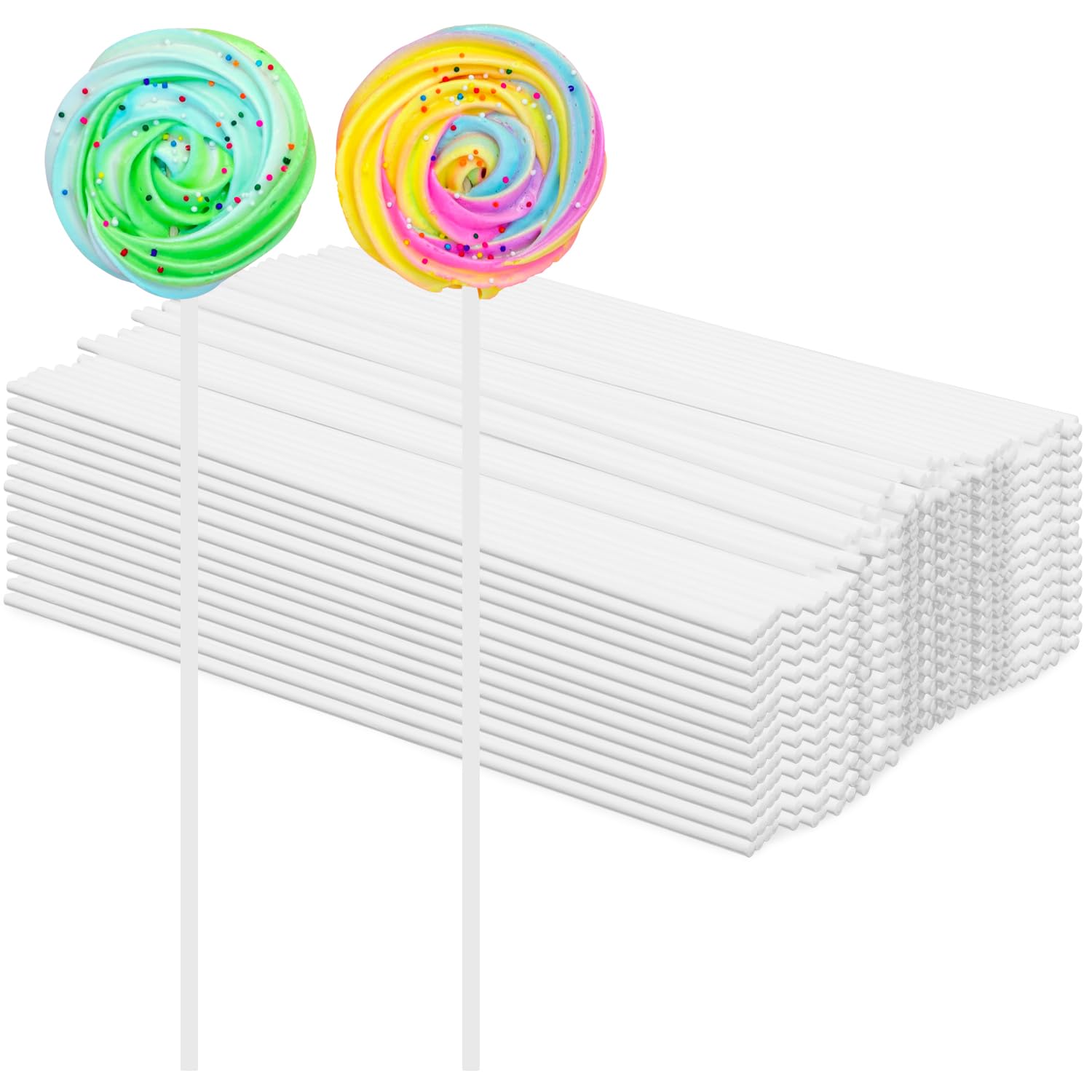 Coobbar Lollipop Sticks, 500 Pieces, 11.8 Inch White Paper Treat Sticks for Cake Toppers and Candy Pops
