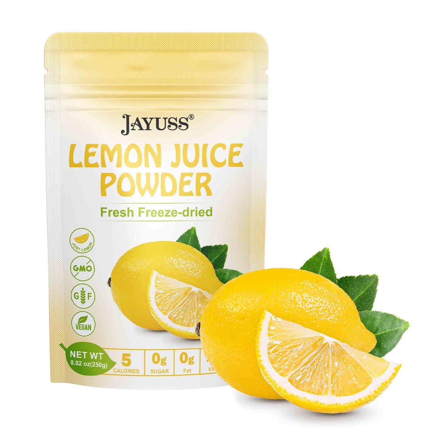 JAYUSS Lemon Juice Powder 8.82 Ounce, 100% Natural, Freeze Dried Lemon Juice, No Sugar or Additives, Great for Drinks, Smoothies