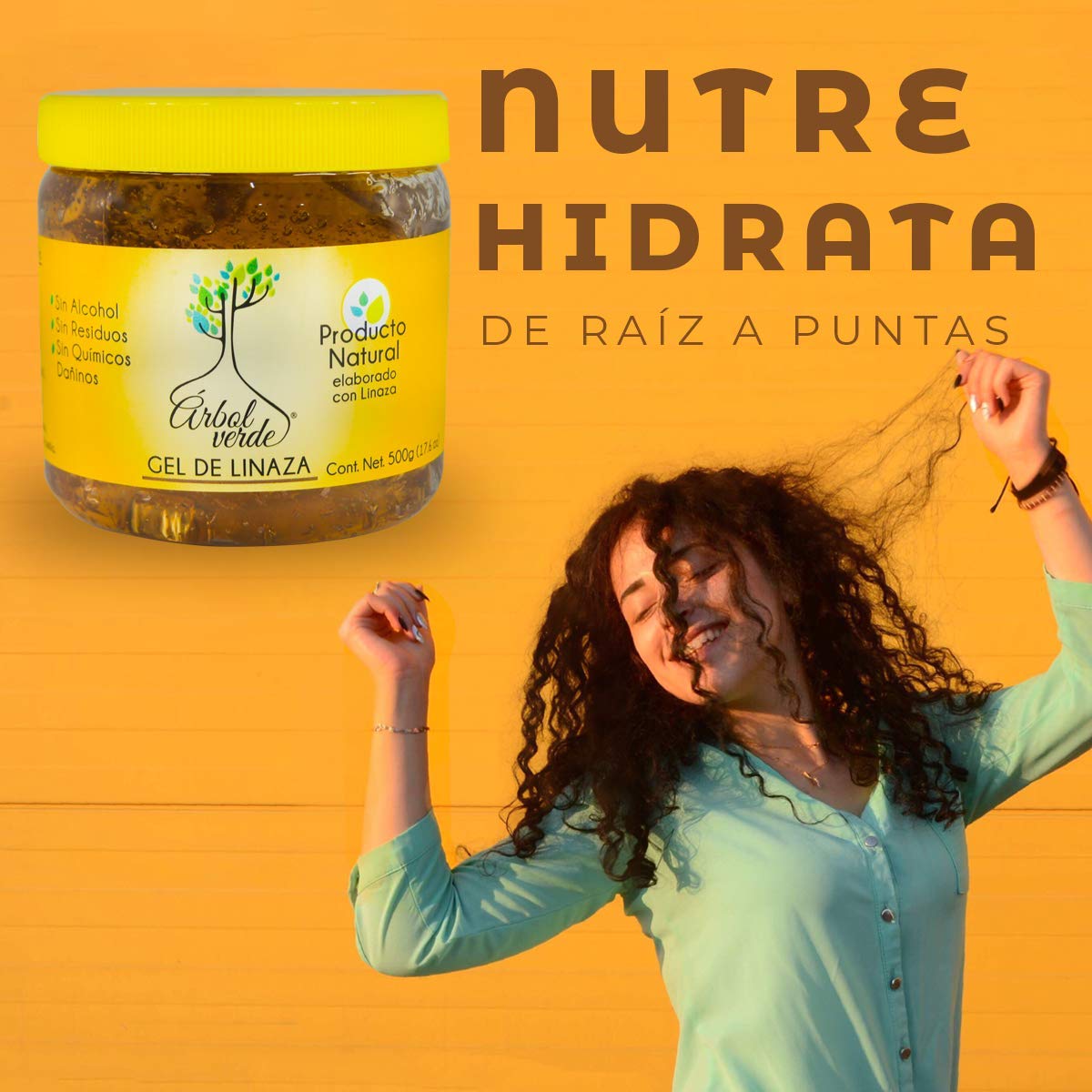 Arbol Verde Natural Linseed and Rosemary Gel for Curly Hair, 2-Pack, 500g,   -Free