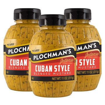 Plochmans Cuban Style Mustard 11 Ounce (3 Pack) - Flavorful Mustard for Sandwiches and Grilling