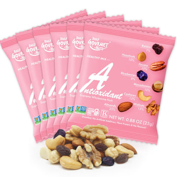 DAILY GOURMET NUTS Unsalted Mixed Nuts Snack Packs, 0.88 Ounce (Pack of 24)