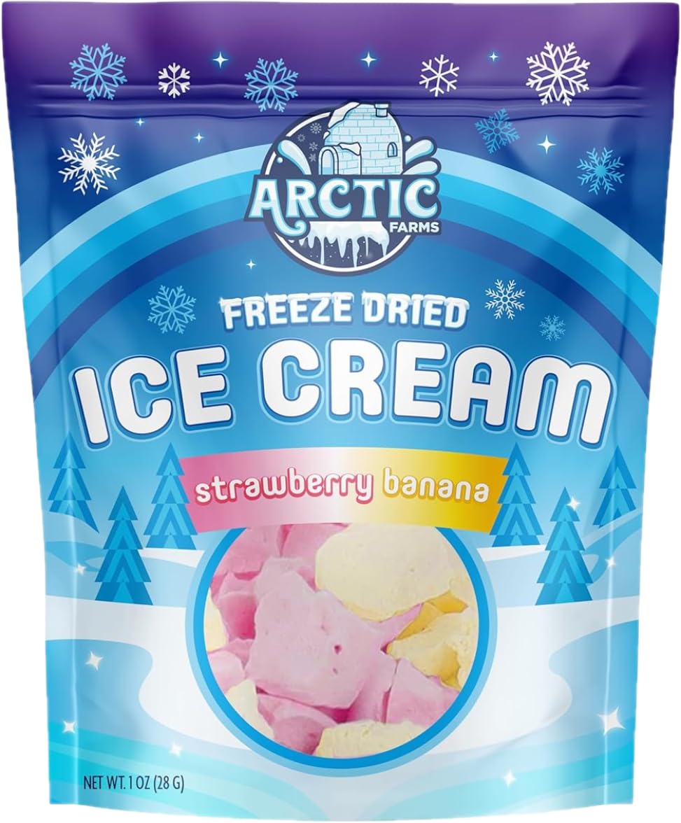 Arctic Farms Freeze Dried Ice Cream - Strawberry Banana - 1 Ounce - Does Not Melt