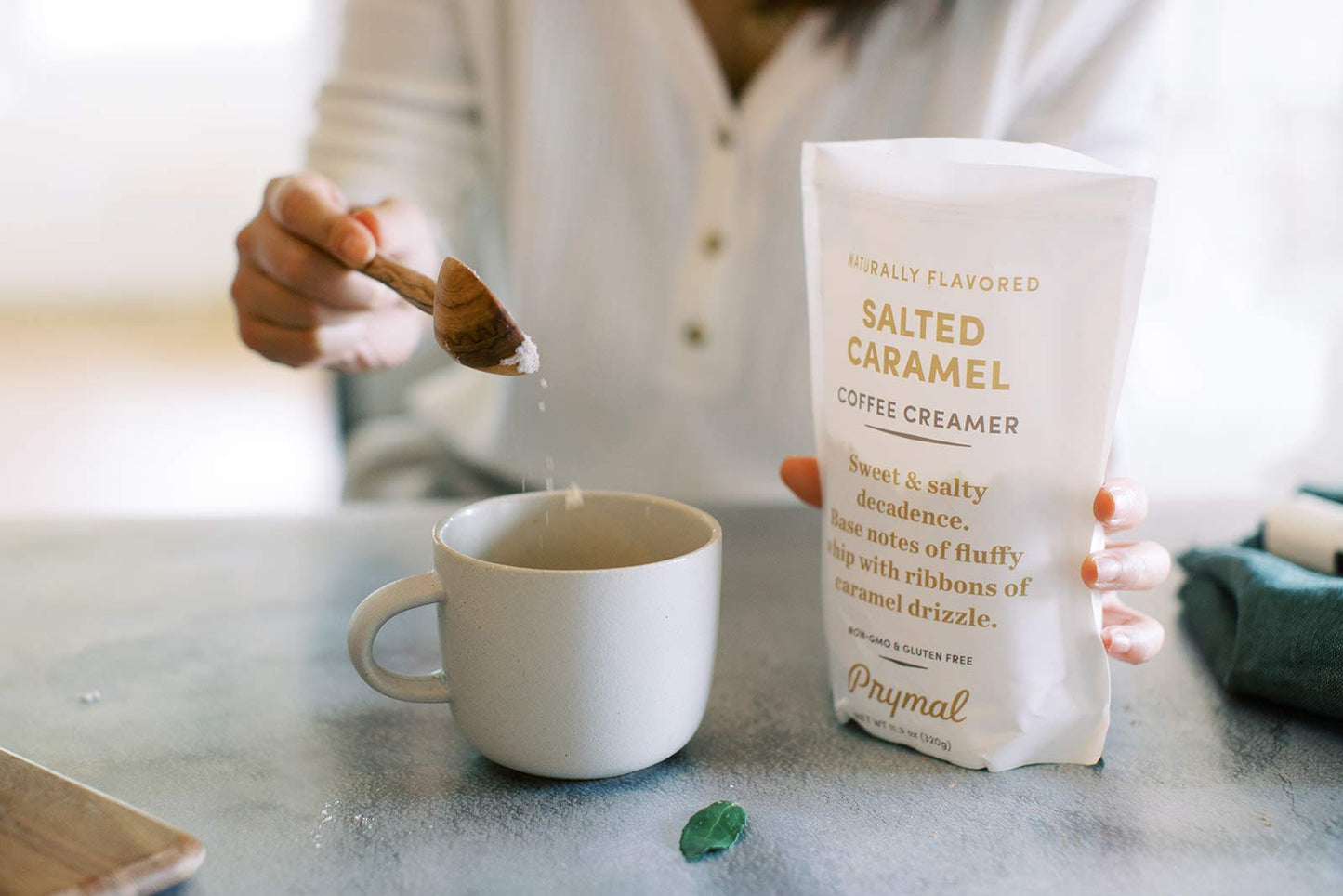 PRYMAL Salted Caramel Coffee Creamer - Keto, Sugar Free, Non Dairy, Low Carb - Non Refrigerated Powder with MCT oil (11.3oz Bag)