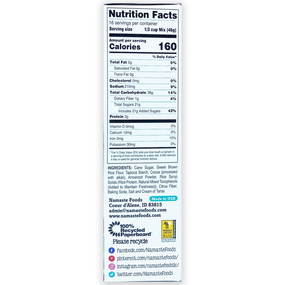 Namaste Foods, Gluten-Free Chocolate Cake Mix, Allergen-Free, 26-Ounce Boxes (Pack Of 6)