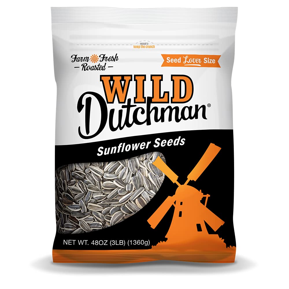 Wild Dutchman Roasted Sunflower Seeds, Salted Original Flavor, 3 LB Resealable Bag