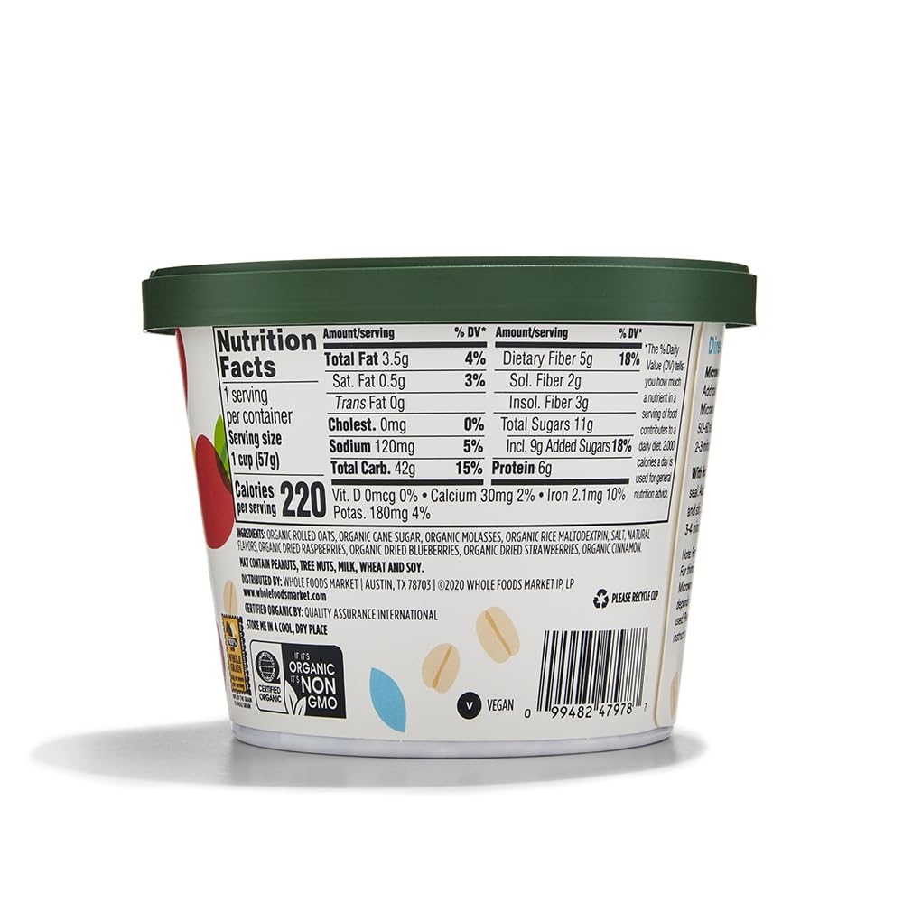 365 By Whole Foods Market, Oatmeal Triple Berry Instant Organic Single, 2 Ounce