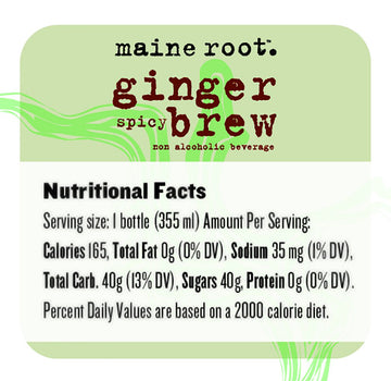 Maine Root Ginger Brew Soda, Hand Crafted, 12 fl oz, 24 Pack Glass Bottles