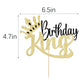 Auteby Birthday Cake Topper, Glitter King Design, Black Gold, Model HL260, for Boys 1st to 50th Birthdays, Gender Reveal Party Decorations