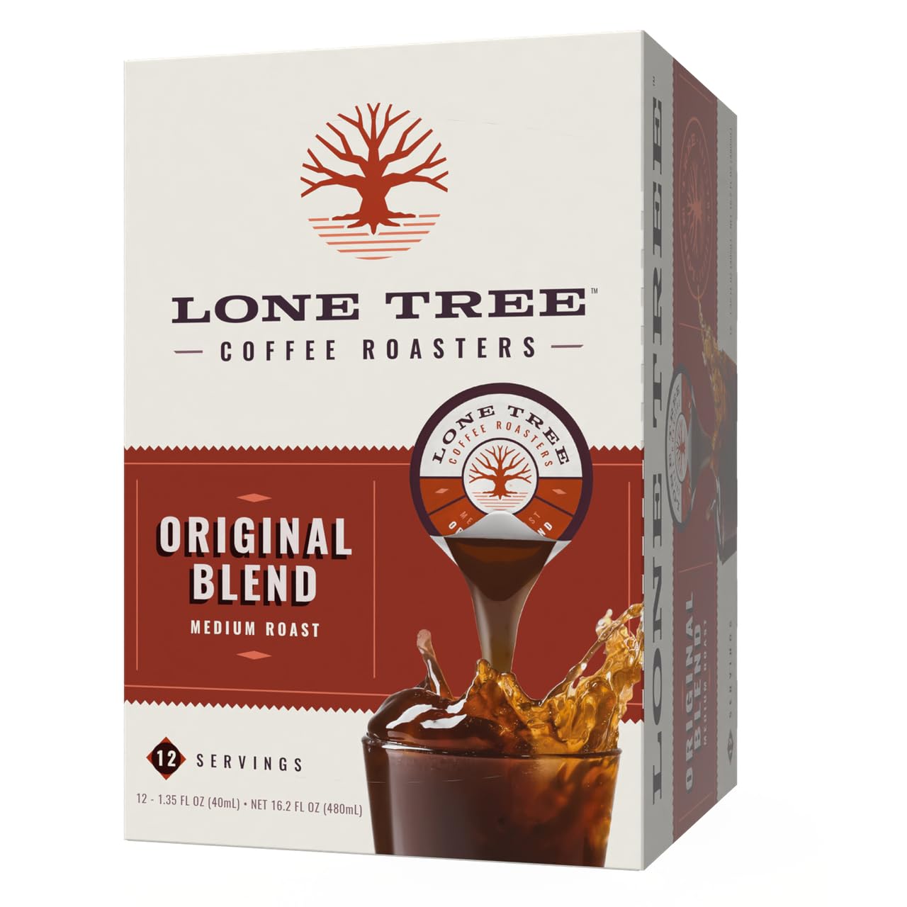 Lone Tree Single-Serve Coffee Pods - enhanced 100% Arabica Liquid Concentrate - Smooth & Bold Medium Original Roast - 12 Pods - Ready Hot or Iced